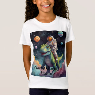 Camiseta Astronauta sobre Dino no Espaço