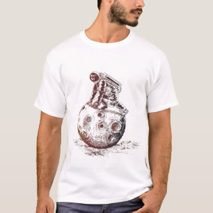Camiseta astronauta sobre ilustração da lua