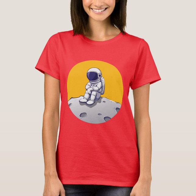 Camiseta Astronauta solitário na Camisa-Lua (Frente)