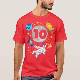 Camiseta Astronauta Space 10º Bday Garoto dos 10 Anos