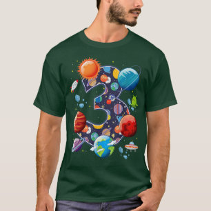 Camiseta Astronauta Space Theme Party 3 Anos Aniversário B