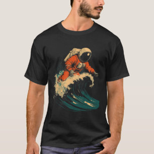 Camiseta Astronauta Surfando Onda do Oceano Cósmico Espacia