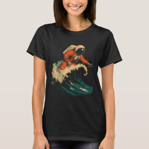 Camiseta Astronauta Surfando Onda do Oceano Cósmico Espaço 
