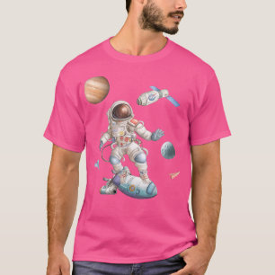Camiseta Astronauta Surfing Space Rocket Stars Sky Universo