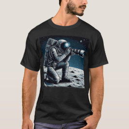 Camiseta Astronauta tirando fotos na lua