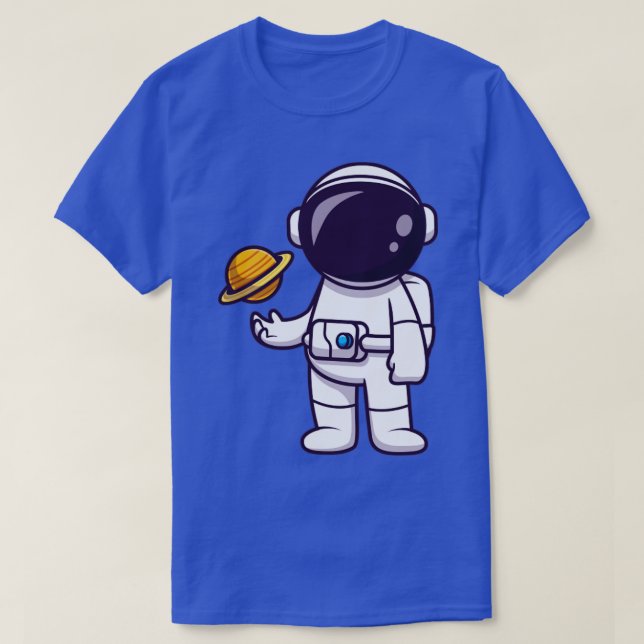 Camiseta Astronauta Tocando Bola do Planeta1 (Frente do Design)