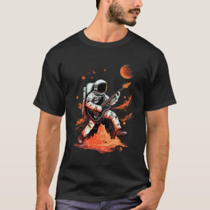 Camiseta Astronauta Tocando E-Guitarra Espaço Emperrando