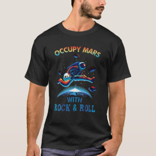 Camiseta Astronauta Tocando Violão Elétrico Na Ocupação Esp