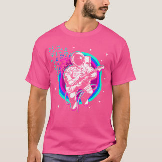 Camiseta Astronauta Tocando Violão Elétrico No Espaço.