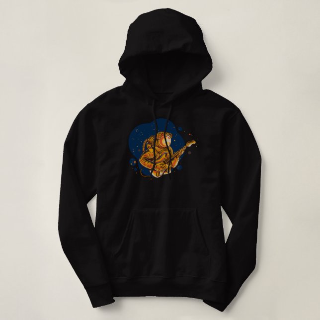 Camiseta Astronauta Tocando Violão no Espaço (Frente do Design)
