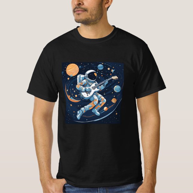 Camiseta Astronauta Tocando Violão no Espaço (Frente)