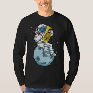 Camiseta Astronauta Tuba Player Music Gift Kids Banda Tuba