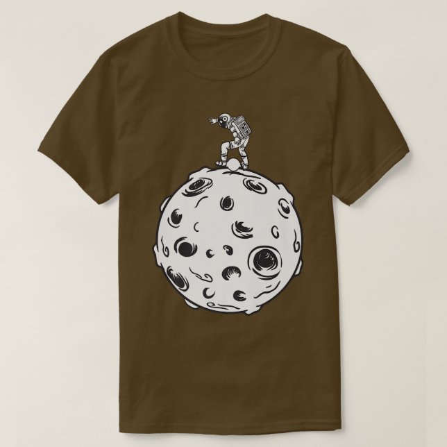 Camiseta Astronauta Uma Roda Elétrica Flutua Para A Lua Ska (Frente do Design)