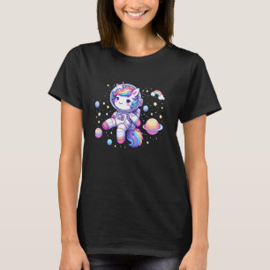 Camiseta Astronauta Unicórnio Flutuante em Espaço Corajoso