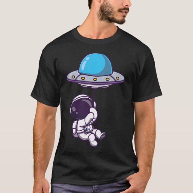 Camiseta Astronauta Ute Flutuando Com Balão Ufo (Frente)