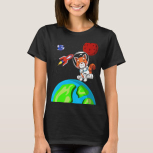 Camiseta Astronauta Vermelho do Foguete Espacial Exterior d