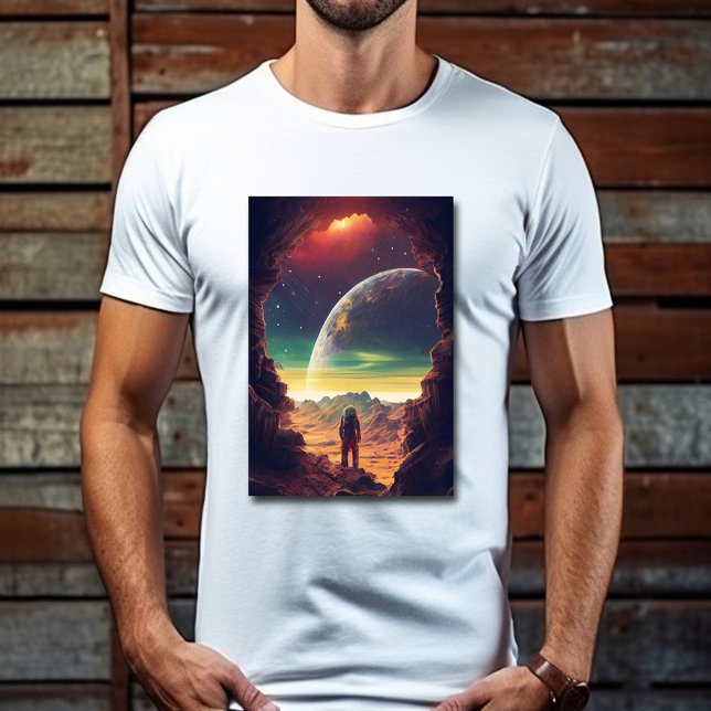 Camiseta Astronauta Viagem do Espaço Exterior Lua Terra (Criador carregado)