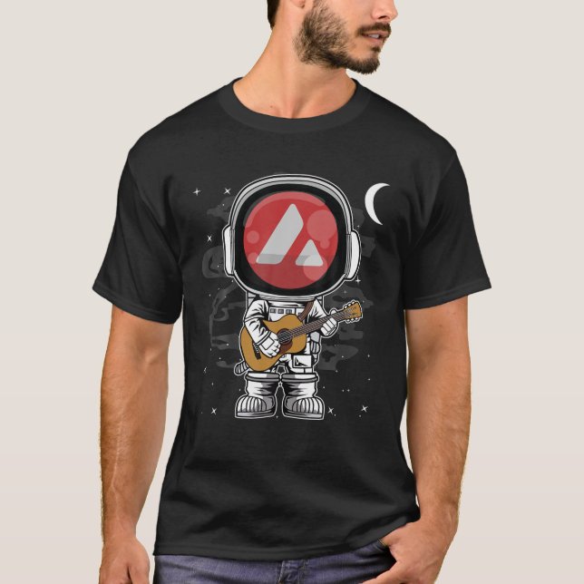 Camiseta Astronauta Violão Avalanche Moedas AVAX À Lua C (Frente)