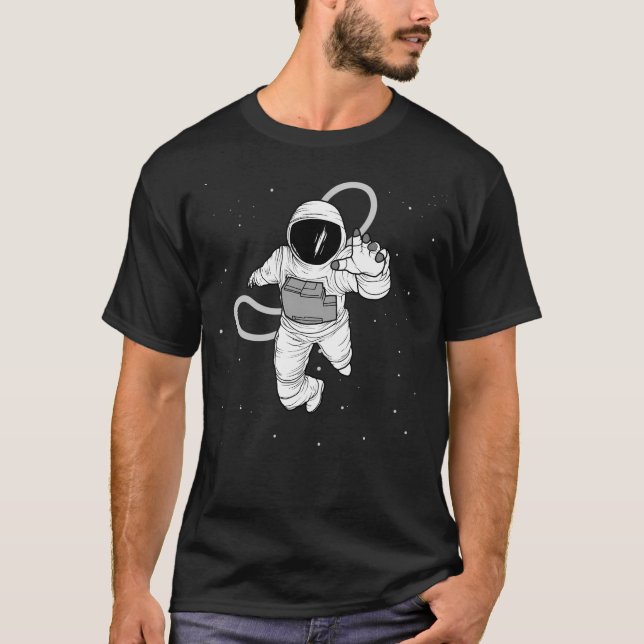 Camiseta Astronauta Voando No Espaço Com Estrelas (Frente)