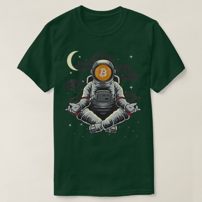 Camiseta Astronauta Yoga BitCoin Moin BTC Para A Cripto Da  (Frente do Design)