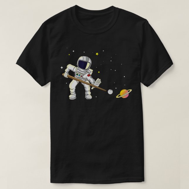 Camiseta Astronautas Billiard Space Billiard Stick B (Frente do Design)
