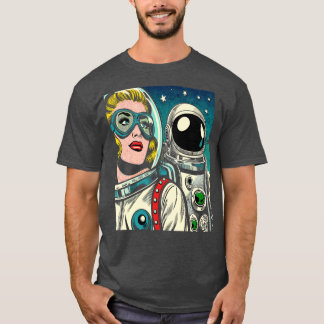Camiseta Astronautas de Arte no Estilo de Histórias em Quad
