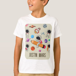 Camiseta Astronautas e Planetas Personalizados de Volta às