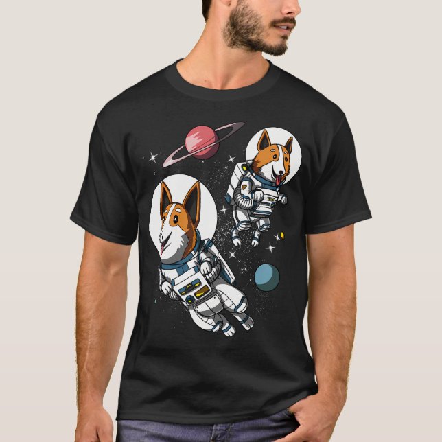 Camiseta Astronautas Espaciais Cães Corgi (Frente)