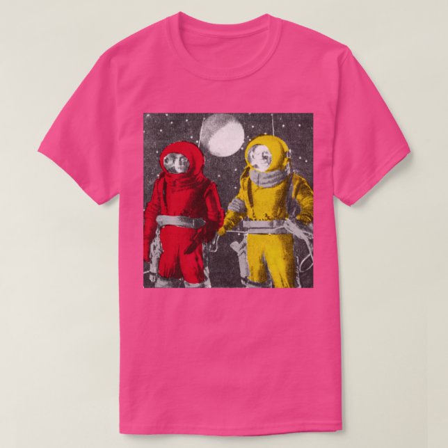 Camiseta Astronautas estranhos legal retro-estética (Frente do Design)