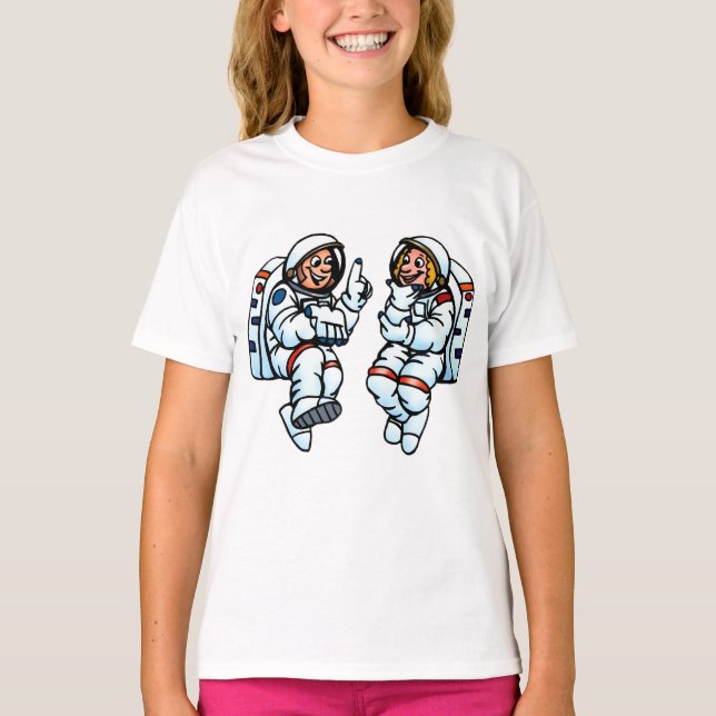 Camiseta Astronautas Meninas Camisa-T (Frente)