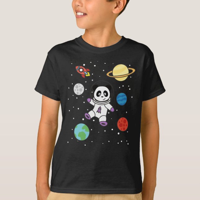 Camiseta Astronautas Pandas Planeta Terra Espaço (Frente)