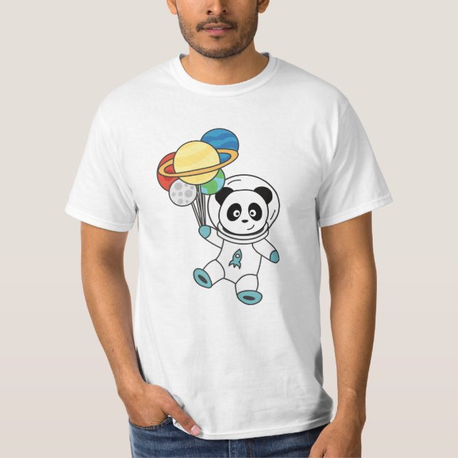 Camiseta Astronautas Pandas Planeta Terra Espaço (Frente)
