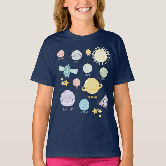 Camiseta Astronomia bonito do sistema solar do planeta de (Frente)