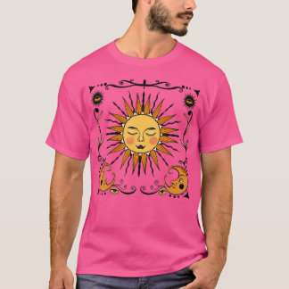 Camiseta Astronomia de Vibração Espacial Galáctica Sun Moon