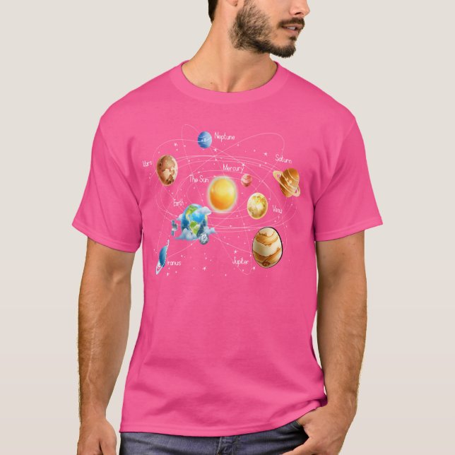 Camiseta Astronomia do Sistema Solar Sol Lua Estrelas Ciênc (Frente)