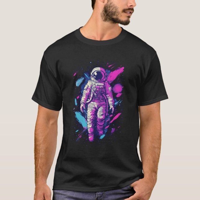 Camiseta Astrônomo Astronauta Aestético Vaporwave Gra (Frente)