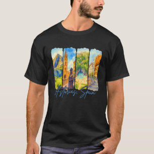 Camiseta Astúrias Espanha Viagem Viagem Pincelada Souvenir