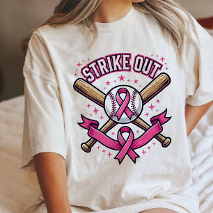 Camiseta Atacar o Câncer de Mama Beisebol Fita Rosa