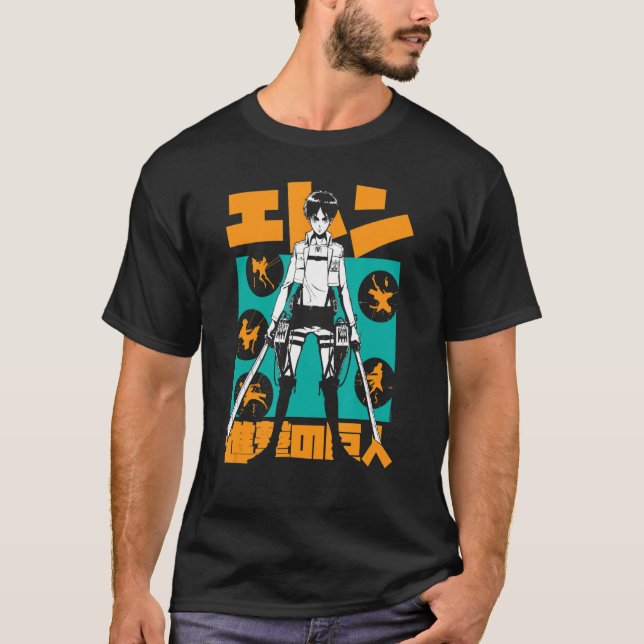Camiseta Ataque à Explosão de Titã Eren Kanji (Frente)