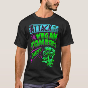 Camiseta Ataque Ao Halloween Vegetariano Dos Zombies Vegano
