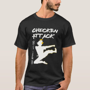 Camiseta Ataque de frango Ir Galinha Ir Memória Ninja Branc