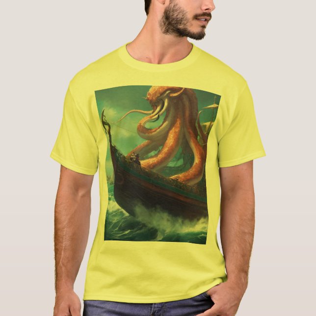 Camiseta Ataque de Nave de Octopus Selvagem" (Frente)