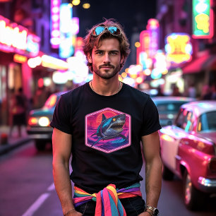 Camiseta Ataque de Tubarão Retrofuturista