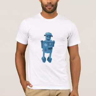Camiseta Ataque do robô! Robô atômico azul da era espaci