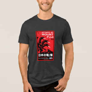 Camiseta Ataque Kaiju Japonês No Monte Fiji