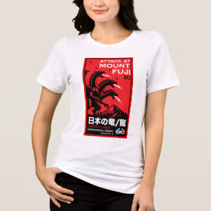 Camiseta Ataque Kaiju Japonês No Monte Fiji