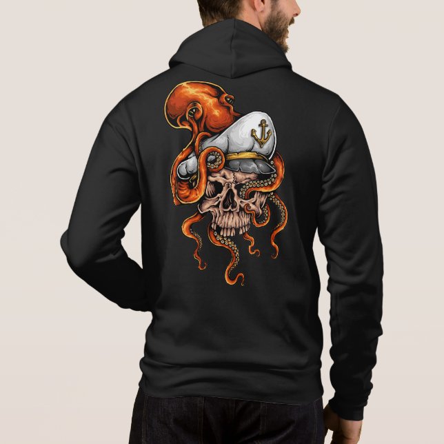 Camiseta Ataque Octopus Capta Náutico Crânio (Verso)