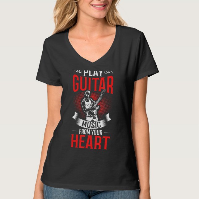 Camiseta Ataques de guitarrista de roupas de violão (Frente)