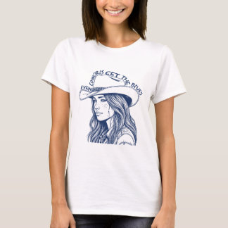Camiseta Até A Cowgirl Pega O Azul
