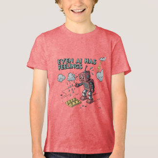Camiseta Até A IA Tem Sentimentos - Engraçado Robô Retro Te